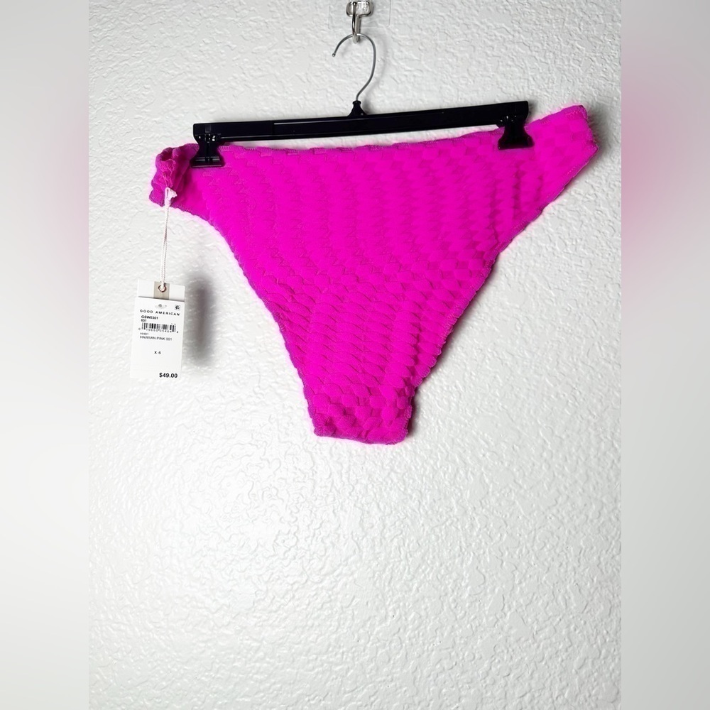 NWT Good American Jacquard Demi Top And Bottom Bikini in Pink - Picture 8 of 12